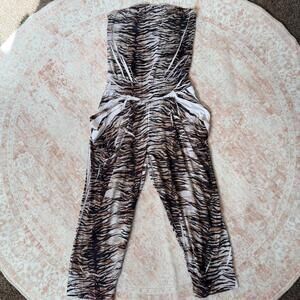 Vintage Strapless Tiger Print Jumpsuit (Y2K / Early 2000s Clubwear)
